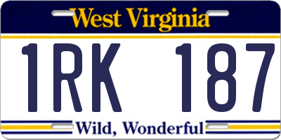 WV license plate 1RK187