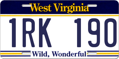 WV license plate 1RK190