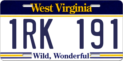WV license plate 1RK191