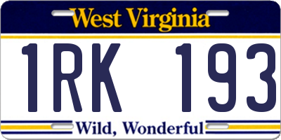 WV license plate 1RK193