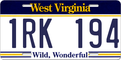 WV license plate 1RK194