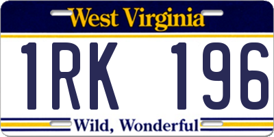 WV license plate 1RK196