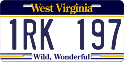 WV license plate 1RK197