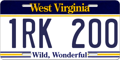 WV license plate 1RK200