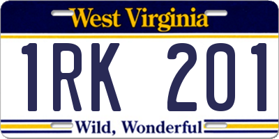 WV license plate 1RK201