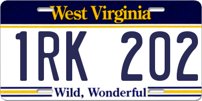 WV license plate 1RK202