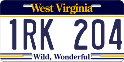 WV license plate 1RK204