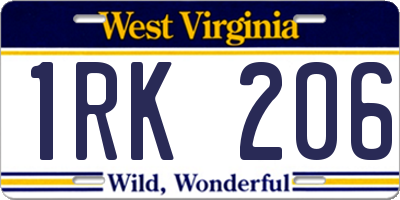 WV license plate 1RK206