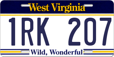 WV license plate 1RK207