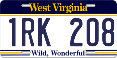 WV license plate 1RK208