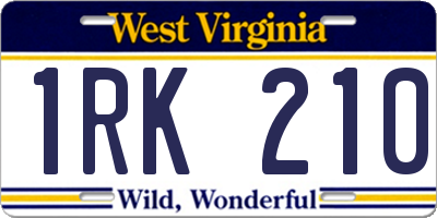 WV license plate 1RK210