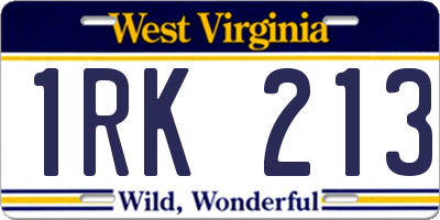 WV license plate 1RK213
