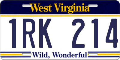 WV license plate 1RK214