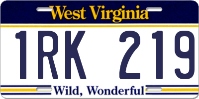 WV license plate 1RK219