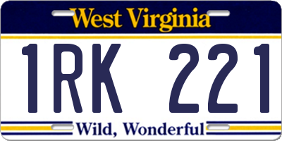 WV license plate 1RK221