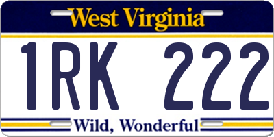 WV license plate 1RK222
