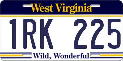 WV license plate 1RK225