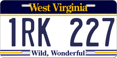 WV license plate 1RK227