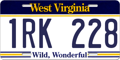 WV license plate 1RK228