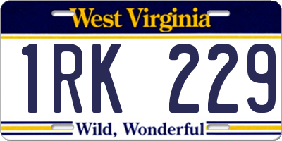 WV license plate 1RK229