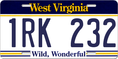 WV license plate 1RK232