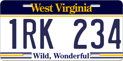 WV license plate 1RK234