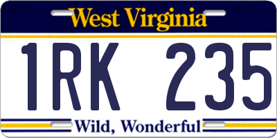WV license plate 1RK235
