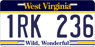 WV license plate 1RK236