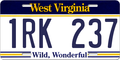 WV license plate 1RK237