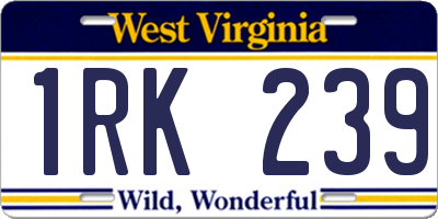 WV license plate 1RK239