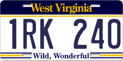 WV license plate 1RK240
