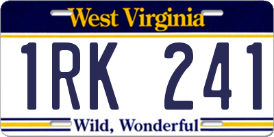 WV license plate 1RK241