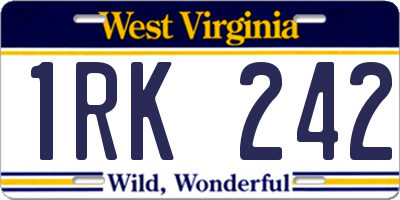 WV license plate 1RK242