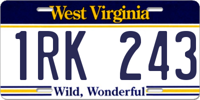 WV license plate 1RK243