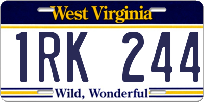 WV license plate 1RK244
