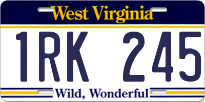 WV license plate 1RK245