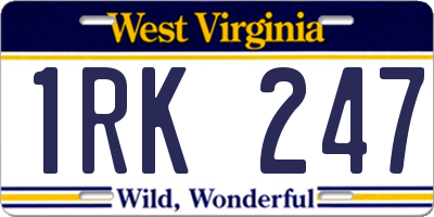 WV license plate 1RK247