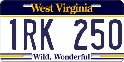 WV license plate 1RK250