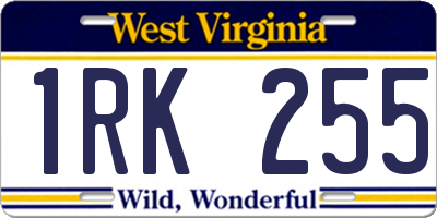 WV license plate 1RK255