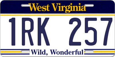 WV license plate 1RK257
