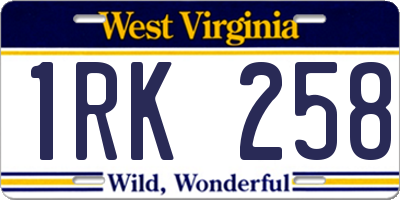 WV license plate 1RK258
