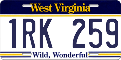 WV license plate 1RK259