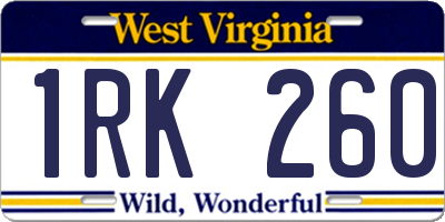 WV license plate 1RK260