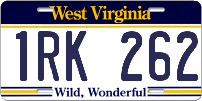 WV license plate 1RK262
