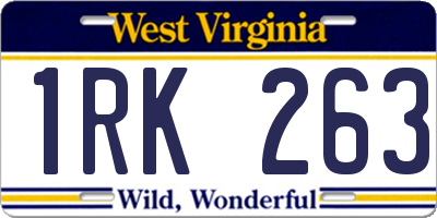 WV license plate 1RK263