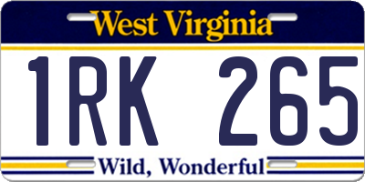 WV license plate 1RK265