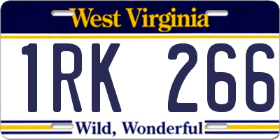 WV license plate 1RK266