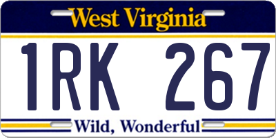 WV license plate 1RK267