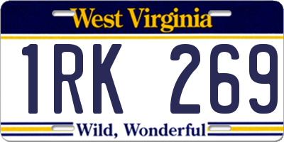 WV license plate 1RK269