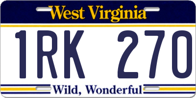 WV license plate 1RK270